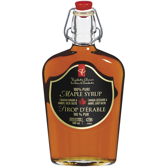 Presidents Choice 100% Pure Canadian Maple Syrup, Glass Bottle, 500ml/16.9oz (Shipped from Canada)