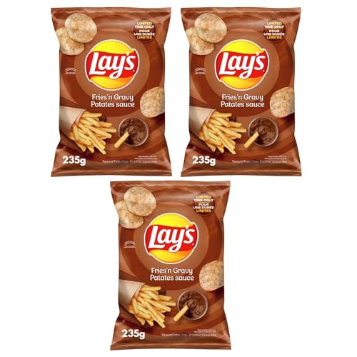 Lays Fries and Gravy Potato Chips Family Bag pack of 3