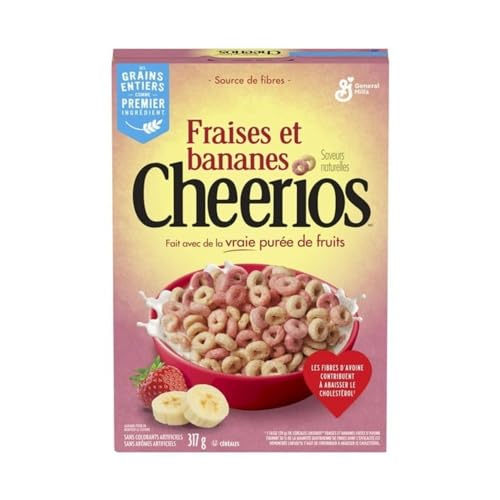 Cheerios Strawberry Banana Breakfast Cereal, Gluten Free, Whole Grains, 317g/11.2 oz (Shipped from Canada)