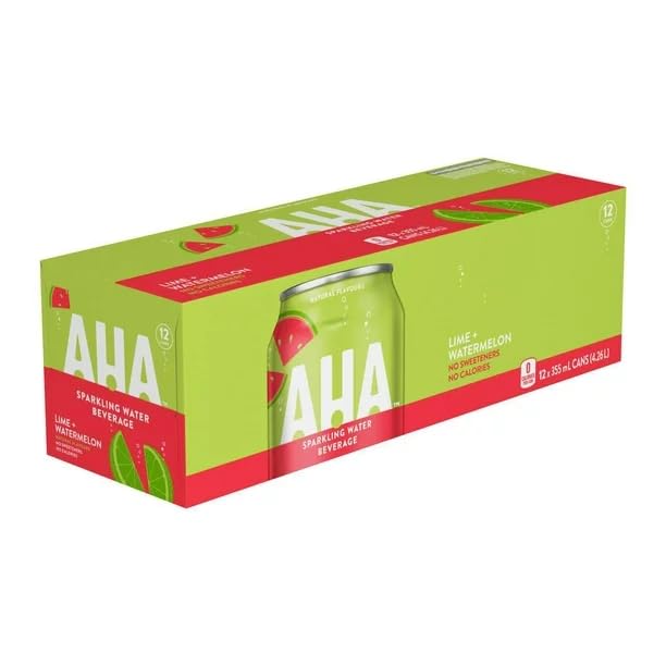 AHA Lime + Watermelon Sparkling Water pack of 12