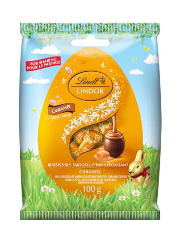 Lindor Caramel Milk Chocolate Mini Eggs Bag, 100g/3.5 oz (Shipped from Canada)