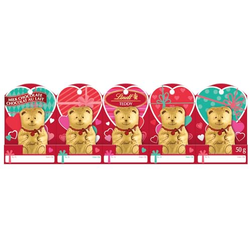 Lindt Amour Teddy Milk Chocolate - Valentine's Day, 5 x 50g/1.8 oz (Shipped from Canada)