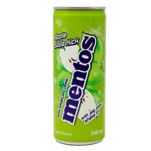 Mentos Non-Sparkling Drink With Jelly Bites - Apple Flavour, 2 x 240ml/8.12 fl. oz (Shipped from Canada)