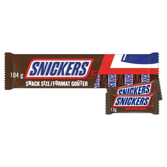 Snickers Peanut Milk Chocolate Candy Bars, 8 Fun Size Bars, 104g/3.7 oz (Shipped from Canada)