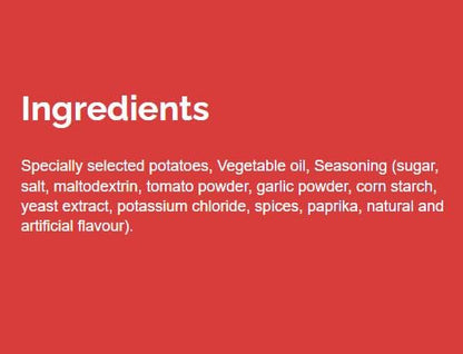 Lays Flavours from India Tomato Tango Ridged Potato Chips Ingredients