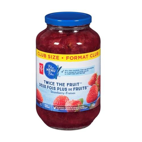 PRESIDENT'S CHOICE BLUE MENU Twice The Fruit Strawberry Spread, Club Size, 1 Liter/33.8 fl. oz (Shipped from Canada)