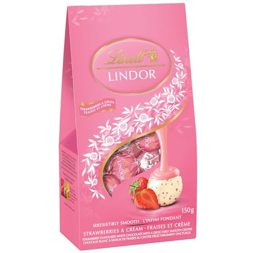 Lindt LINDOR Strawberries and Cream White Chocolate Truffles, 150g/5.3oz (Shipped from Canada)