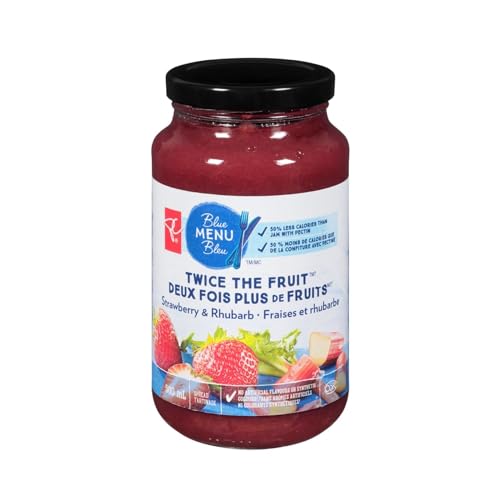 President's Choice Blue Menu Twice The Fruit Strawberry Rhubarb Spread, 500 ml/16.9 fl. oz (Shipped from Canada)