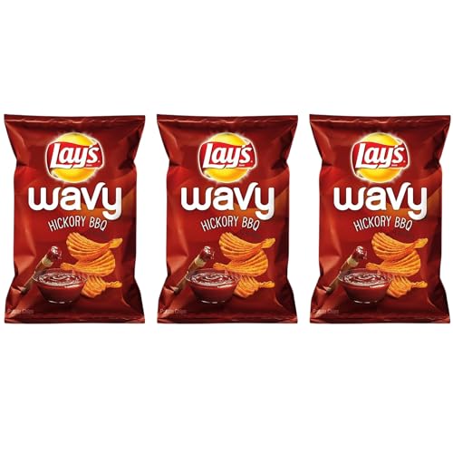Lays Wavy Hickory BBQ Potato Chip Family Bag pack of 3