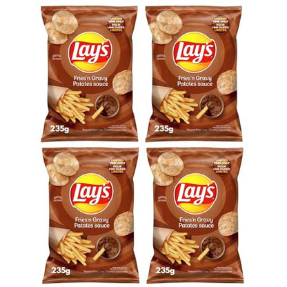 Lays Fries and Gravy Potato Chips Family Bag pack of 4