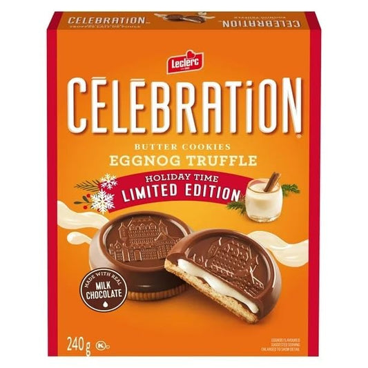 Leclerc Celebration Eggnog Truffle Milk Chocolate Butter Cookies - Limited Edition, 240g/8.4oz (Shipped from Canada)