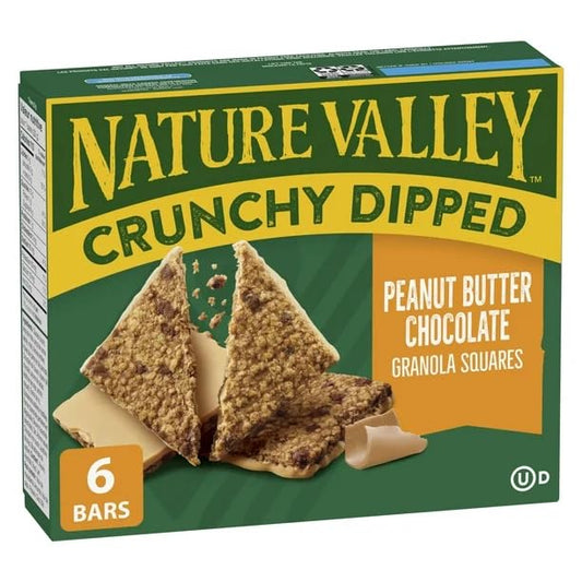 Nature Valley Crunchy Dipped Granola Bars, Peanut Butter Chocolate Granola Squares, 6 Bars, 132g/4.7 oz (Shipped from Canada)