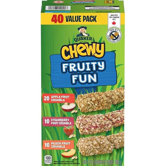 Quaker Chewy Apple, Strawberry & Peach Fruit Crumble Granola Bars - Fruity Fun, 960g/2.1 lbs (Shipped from Canada)