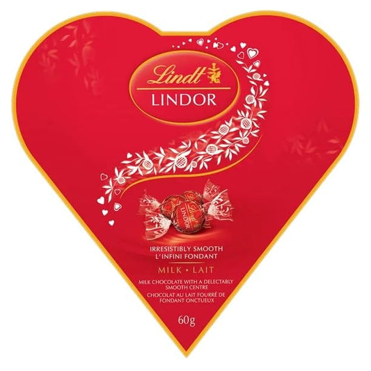 Lindt Lindor Valentine's Milk Chocolate Candy Truffles - Heart Shaped & Valentine's Day, 63g/6.3 oz (Shipped from Canada)
