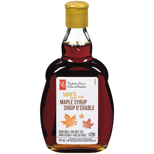 PRESIDENT'S CHOICE 100% Pure Maple Syrup (Dark) 375ml/12.68oz (Shipped from Canada)