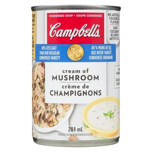 Campbell's Condensed Soup Cream of Mushroom - Low Sodium, 284 mL/9.6 fl. oz (Shipped from Canada)
