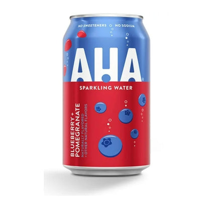 AHA Sparkling Water Beverage Blueberry + Pomegranate Flavor, No Sweeteners, No Calories 355mL Cans, 12 x 355 mL/12 fl. oz (Shipped from Canada)