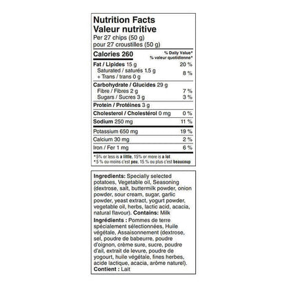 Miss Vickies Sour Cream Herb Onion Nutrition Facts