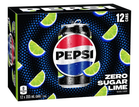 Pepsi Zero Sugar Lime Soda Pop, Cans, 12 x 355ml/12 fl. oz (Shipped from Canada)