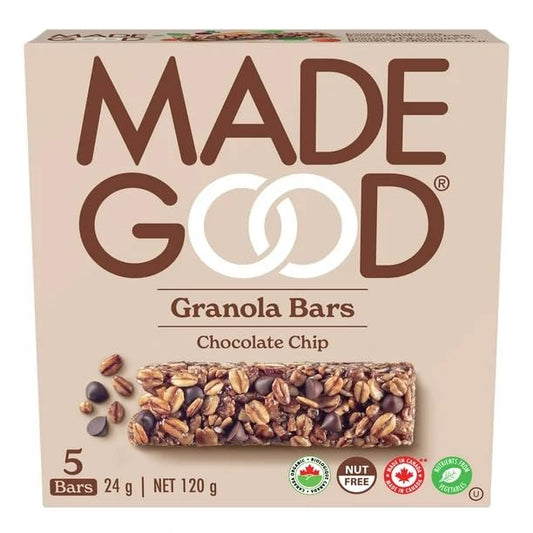 Made Good Chocolate Chip Granola Bars, 5 Bars x 24g, 120g/4.2oz (Shipped from Canada)