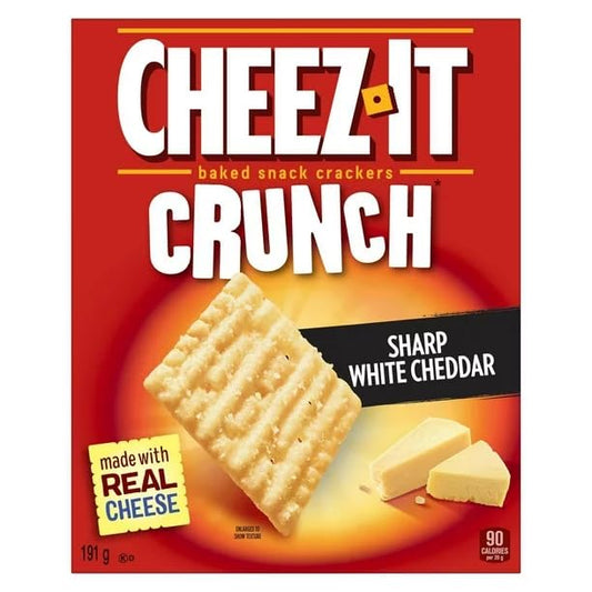 Cheez-It Crunch, Sharp White Cheddar, Baked Snack Crackers, 191g/6.7 oz (Shipped from Canada)