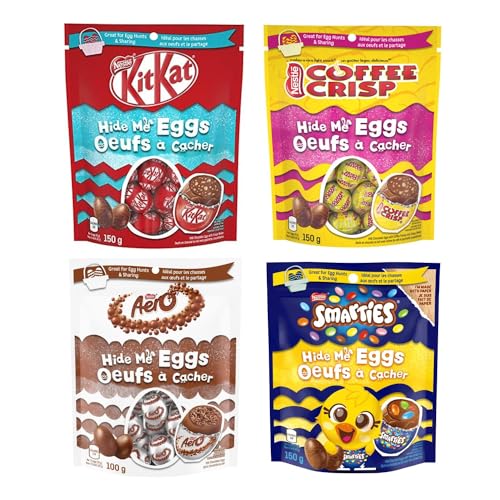 Nestle Easter Hide Me Eggs Variety Pack - Kit Kat, Coffee Crisp, Aero, Smarties, (Pack of 4) Shipped from Canada