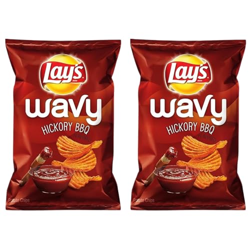 Lays Wavy Hickory BBQ Potato Chip Family Bag pack of 2