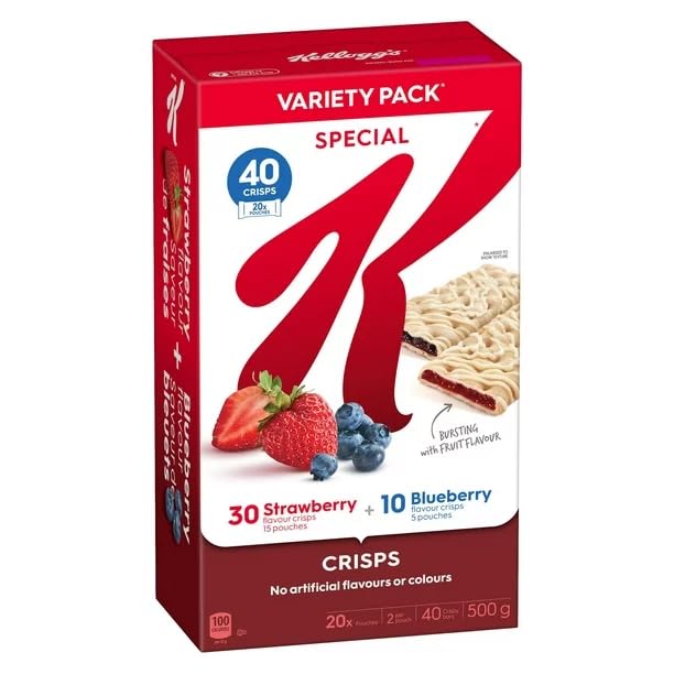 Special K Kellogg's Special K Jumbo Crisps, Strawberry and Blueberry, 40 Crisps, 500g/17.6oz (Shipped from Canada)
