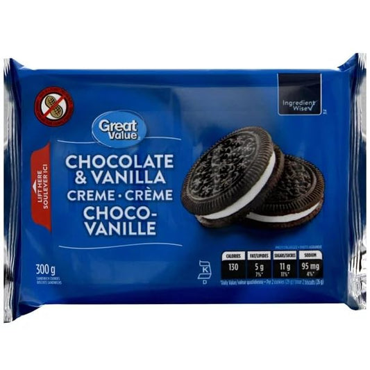 Great Value Chocolate Vanilla Cream Sandwich Cookies