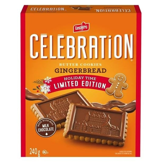 Leclerc Celebration Gingerbread Milk Chocolate Butter Cookies - Limited Edition, 240g/8.4oz (Shipped from Canada)