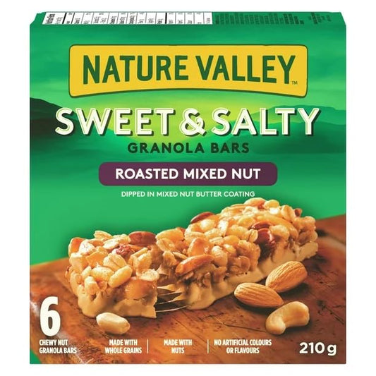 Nature Valley Granola Bar, Sweet and Salty, Roasted Mixed Nuts, 6 bars x 35g, 210g/7.4 oz (Shipped from Canada)