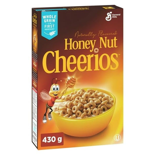 Honey Nut Cheerios Breakfast Cereal, Whole Grains, Made with Real Honey, 430g/15.2 oz (Shipped from Canada)