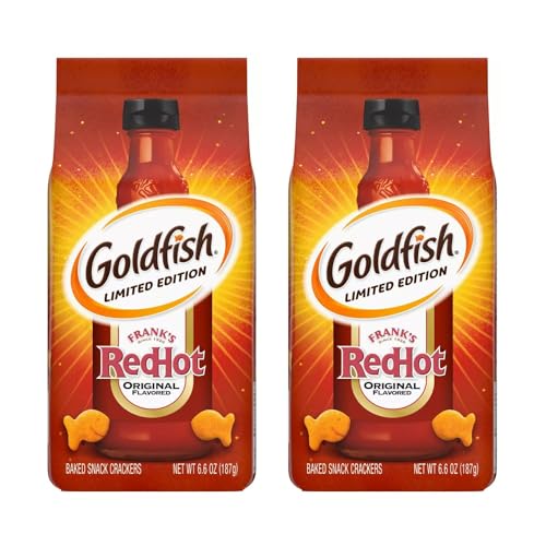 Goldfish Crackers, Frank's RedHot Snack Crackers - Limited Edition, 187g/6.6 oz (Pack of 2) Shipped from Canada
