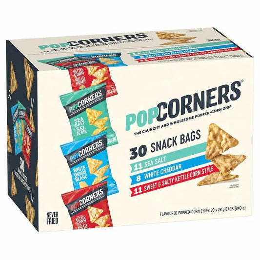 Pop Corner Flavoured Popped-Corn Chips Variety Pack, 30ct x 28g/1 oz (Shipped from Canada)