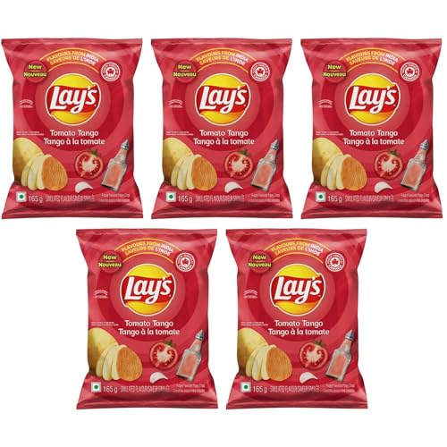 Lays Flavours from India Tomato Tango Ridged Potato Chips pack of 5