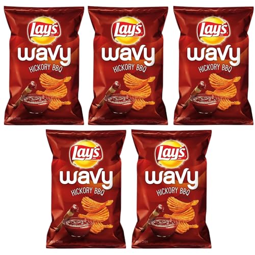 Lays Wavy Hickory BBQ Potato Chip Family Bag pack of 5
