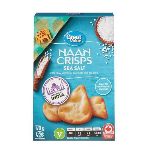 Great Value Naan Crisps Sea Salt, 170g/5.9 oz (Shipped from Canada)