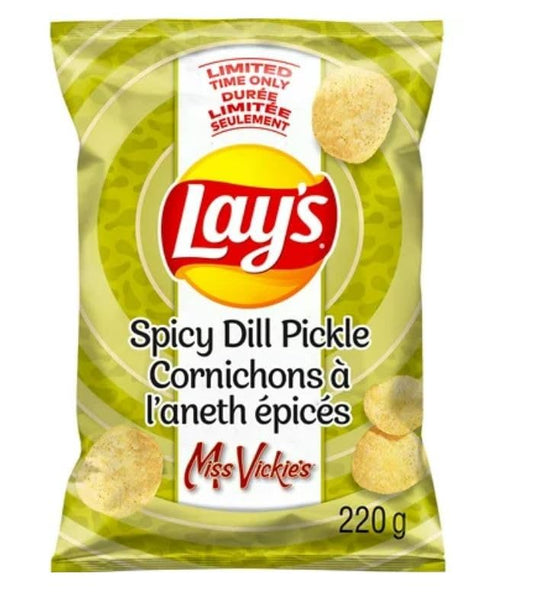 Lay's Potato Chips - Miss Vickie's Spicy Dill Pickle Flavor, Limited Edition, 220g/7.8 oz (Shipped from Canada)