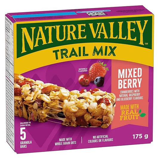 Nature Valley Mixed Berry Chewy Trail Mix Granola Bars, 175g/6.17oz (Shipped from Canada)