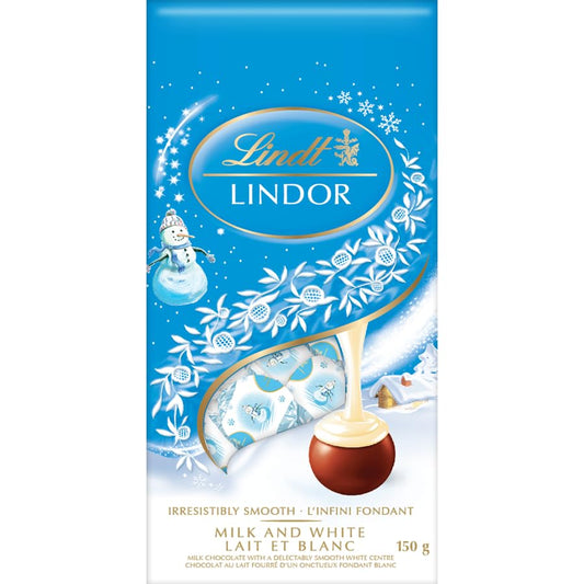 Lindor Holiday Snowman Milk and White Snowman Chocolate Candy Truffles 150g/5.3oz (Shipped from Canada)