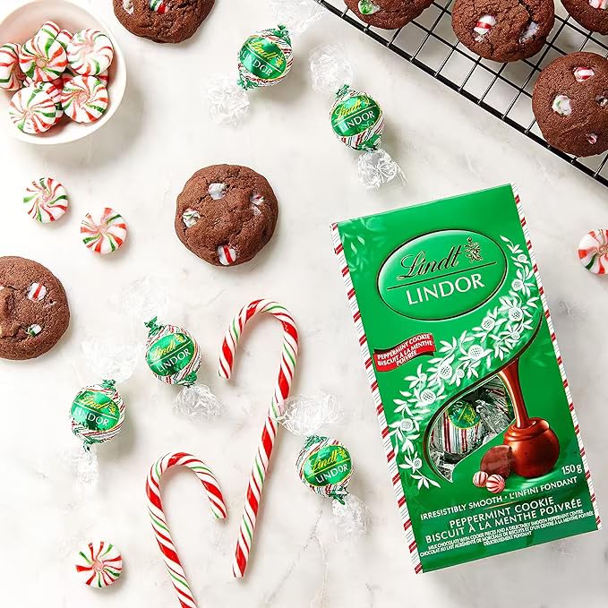 Lindor Peppermint Cookie Milk Chocolate Truffles, 150g/5.3 oz (Shipped from Canada)