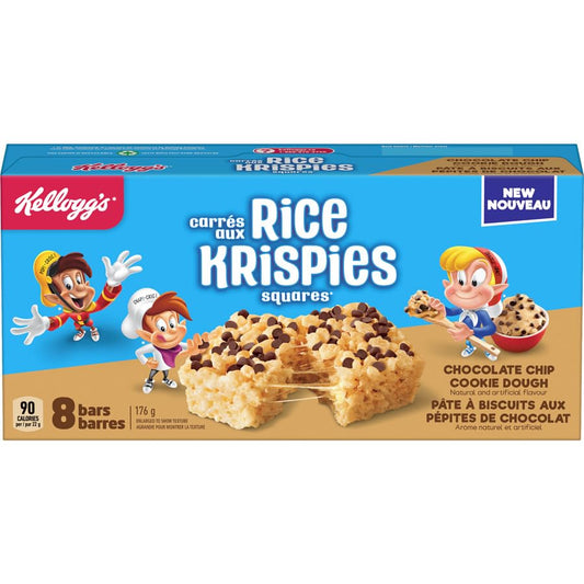 Kellogg's Rice Krispies Squares Chocolate Chip Cookie Dough, 176g/6.2 oz (Shipped from Canada)