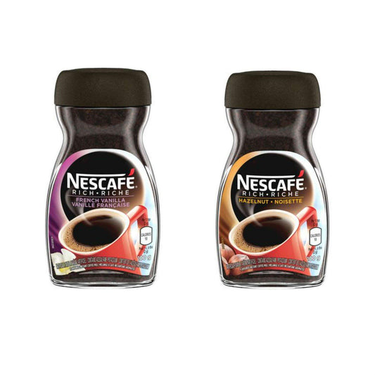 NESCAFÉ Rich Instant Coffee Variety Bundle Rich Hazelnut and Rich French Vanilla 100g/3.52oz (Shipped from Canada)