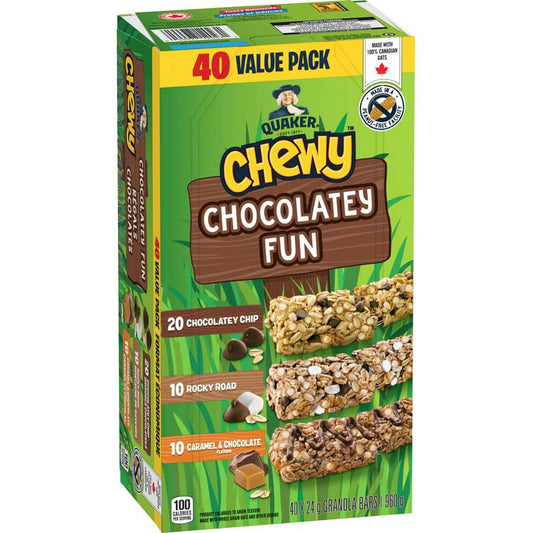 Quaker Chewy Granola Cereal, Chocolate Chip, Rocky Road & Caramel Chocolate - Chocolatey Fun, 960g/2.1 lbs (Shipped from Canada)