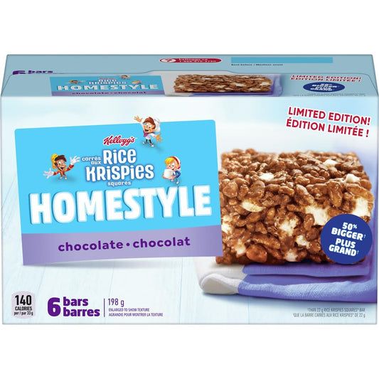 Kellogg's Homestyle Rice Krispies Squares Chocolate, 198g/7 oz (Shipped from Canada)