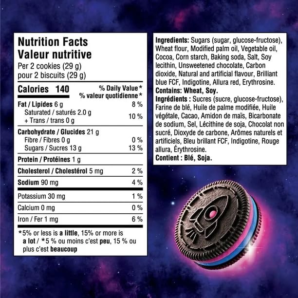 OREO Space Dunk Chocolate Sandwich Cookies nutrition facts