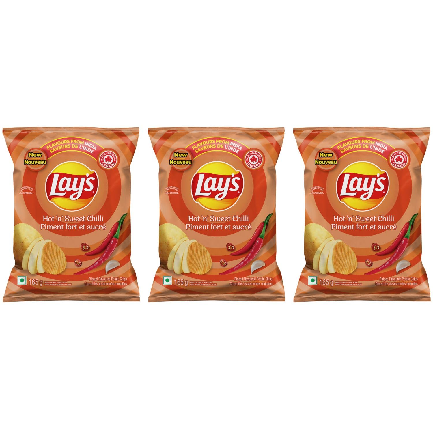 Lays Sweet Chilli Ridged Potato Chips pack of 3