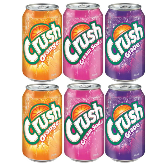 Crush Soda Cans Variety Pack, Orange, Cream Soda & Grape 355ml/11.53oz (Shipped from Canada)