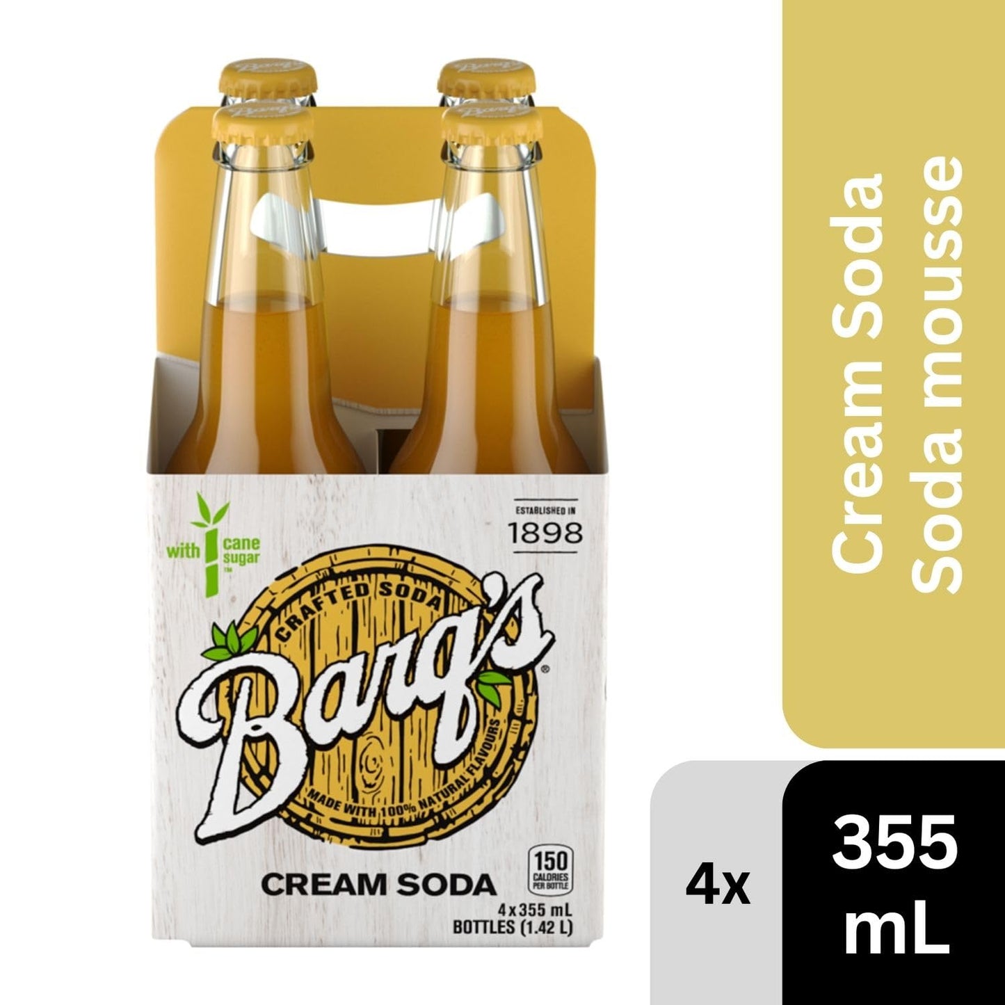 Barq's Crafted Cream Soda Glass Bottles 355ml/12 fl. oz (Shipped from Canada)