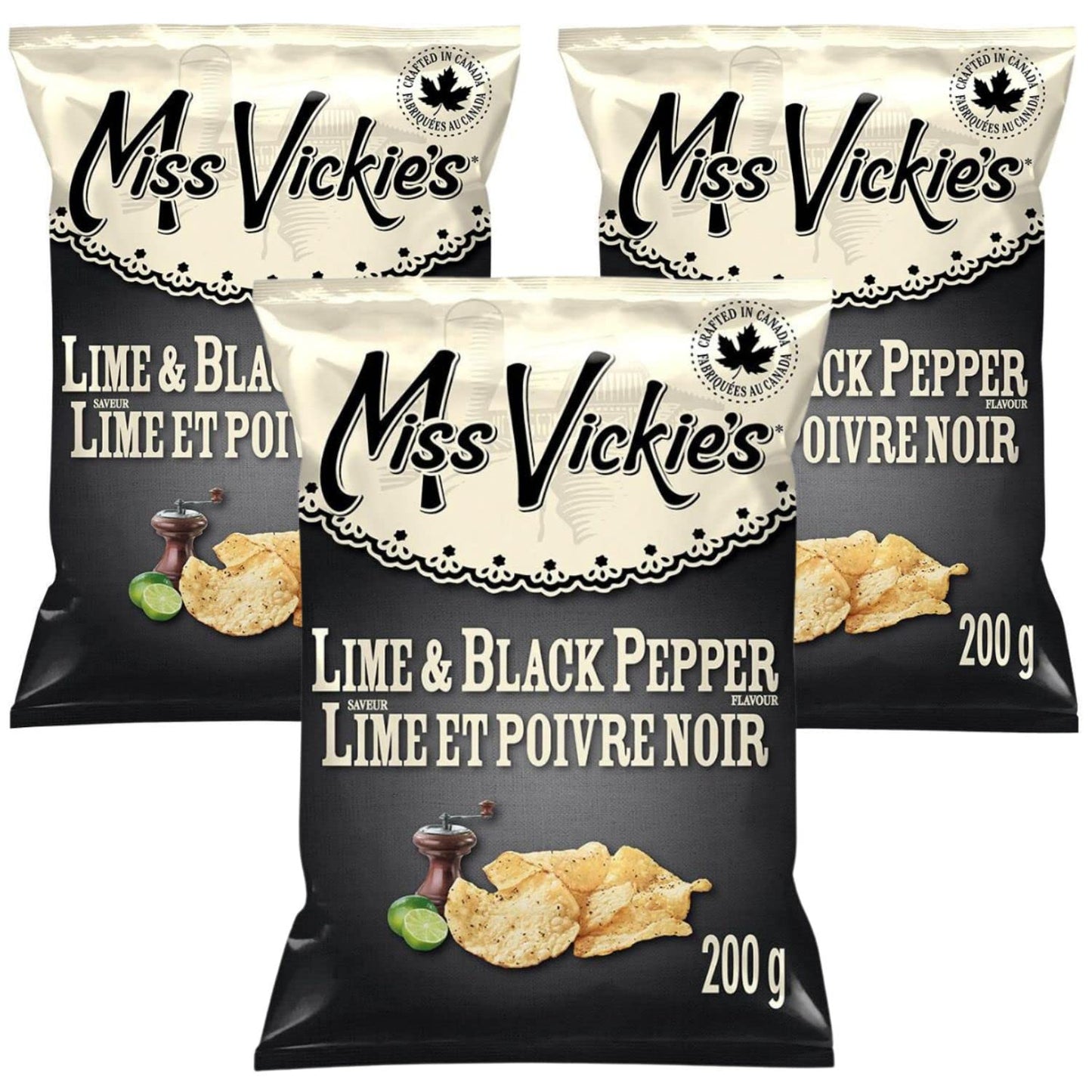Miss Vickie's Lime & Black Pepper Potato Chips pack of 3